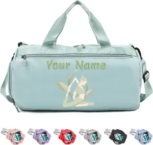 Personalized Duffel Bag with Name, Custom Sports Gym Bag for Men Women, Gift for Fitness/Travel Enthusiasts - Adjustable Shoulder Strap - with Dry Wet Pocket & Shoes Compartment - Mint Green