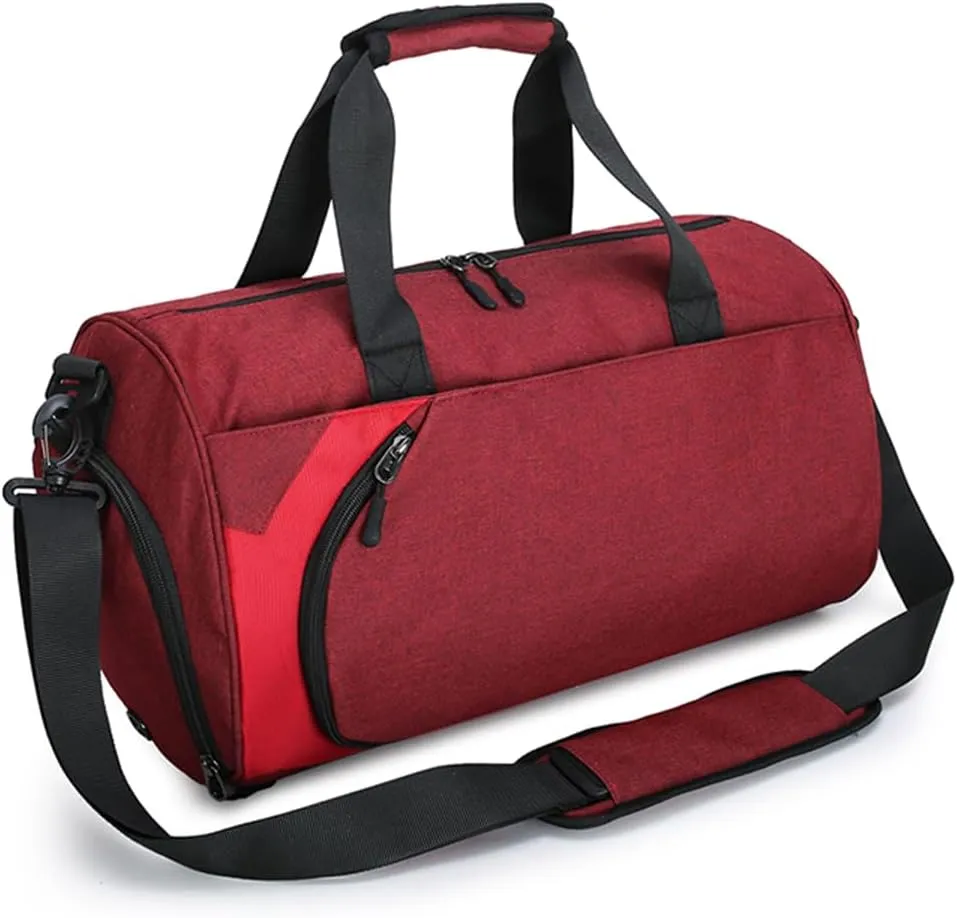 Personalized Duffle Bag for Women Men with Shoes Compartment Dry and Wet Space Individual Custom Gym Bags with Picture Text (Red, Large)