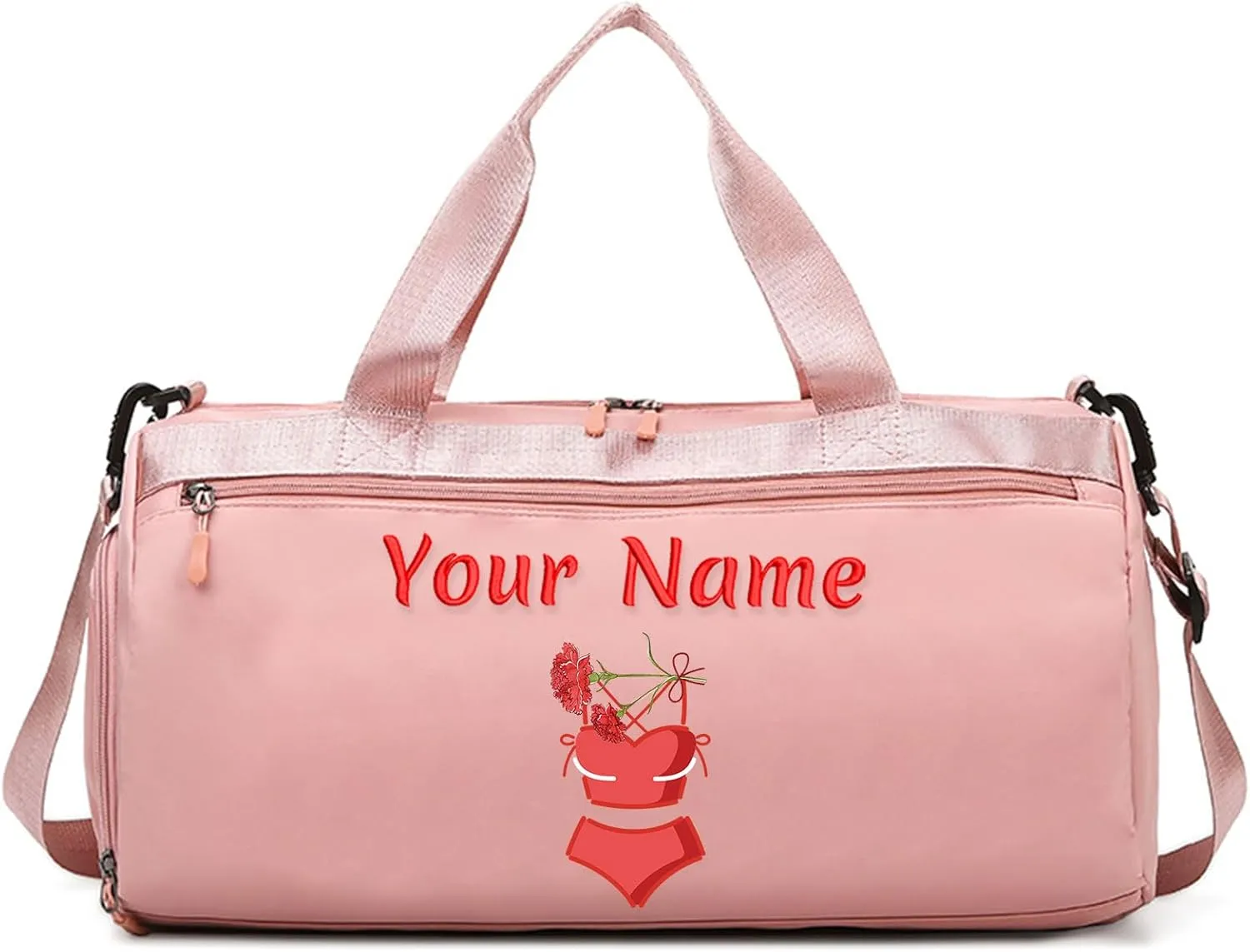 Personalized Duffle Bag with Name Photo, Custom Duffle Gym Bags with Wet Dry Pockets & Shoe for Dance Sport Travel, Personalized Gym Bag for Women Men