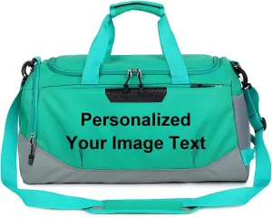 Personalized Duffle Bag with Photo Text Custom Sports Bag for Women Men (green)