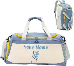 Personalized Duffle Travel Bag with Photo Name Text, Custom 3 in 1 Sport Gym Bag for Women Men, Customized Dry Wet Separated Weekend Overnight Bags