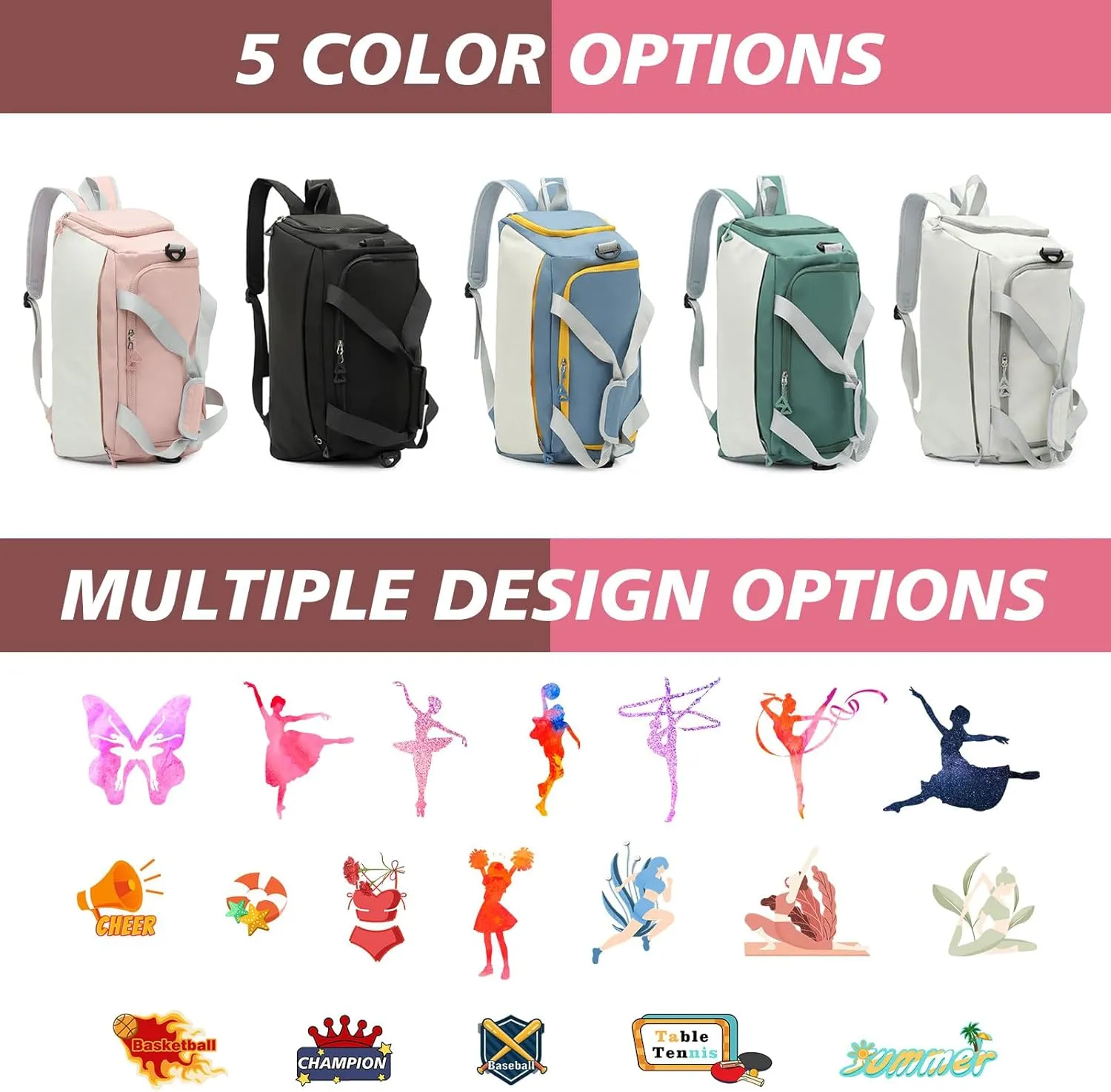 Personalized Duffle Travel Bag with Photo Name Text, Custom 3 in 1 Sport Gym Bag for Women Men, Customized Dry Wet Separated Weekend Overnight Bags