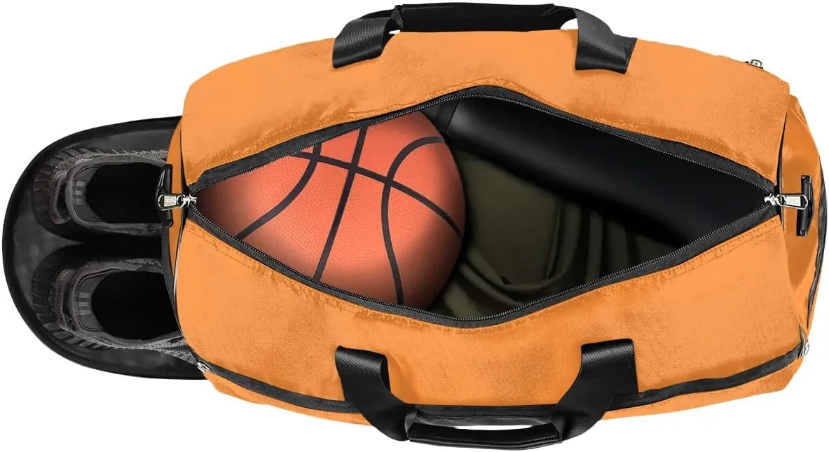 Personalized Gym Duffel Bag for Mens Large Duffel Bags Men Women Travel Duffel Bags Gym Accessories for Men Women Orange Luggage Bag