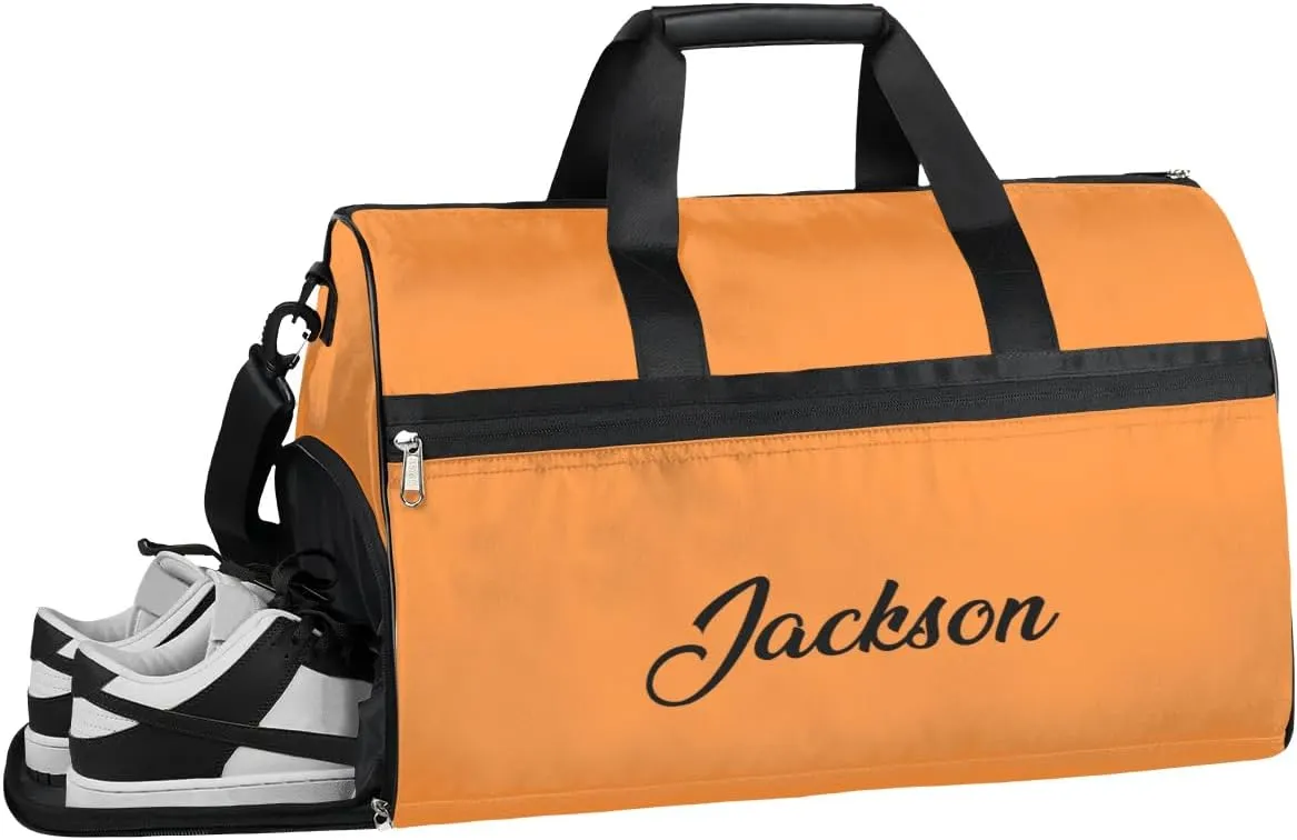 Personalized Gym Duffel Bag for Mens Large Duffel Bags Men Women Travel Duffel Bags Gym Accessories for Men Women Orange Luggage Bag