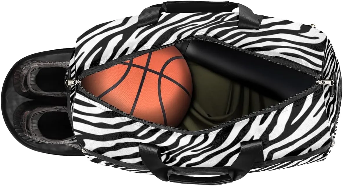 Personalized Gymnastics Bag Dance Bag for Girl Woman, Custom Gym Bag Sport Duffel Bag, Weekender Bags Travel Duffel Bag Zebra Gymnastics