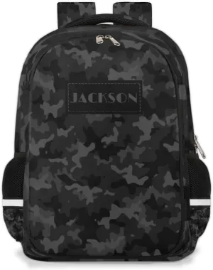 Personalized Kids Backpack Custom Backpack Schoolbag Children Bookbag for Boys & Girls Black Camo Pattern