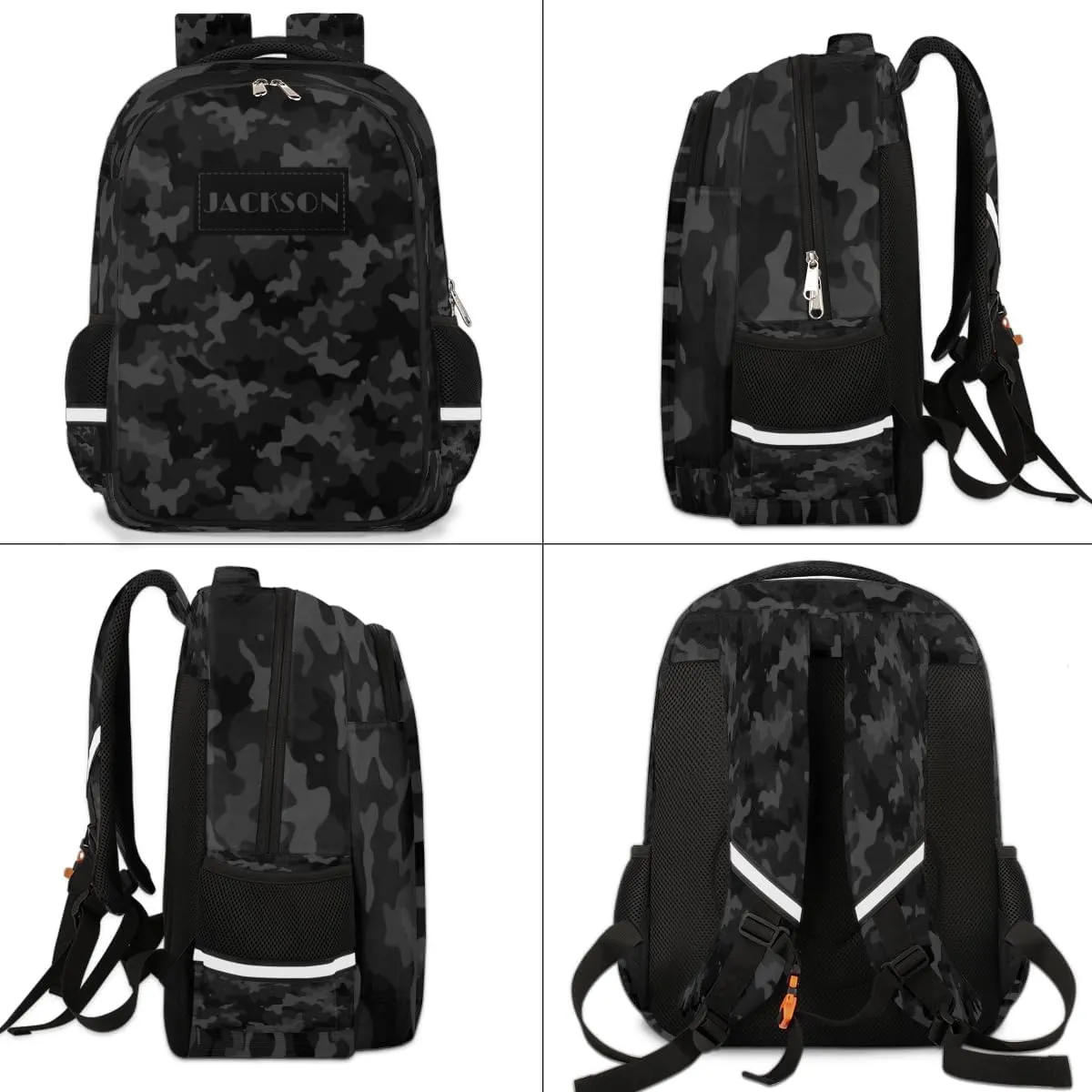 Personalized Kids Backpack Custom Backpack Schoolbag Children Bookbag for Boys & Girls Black Camo Pattern