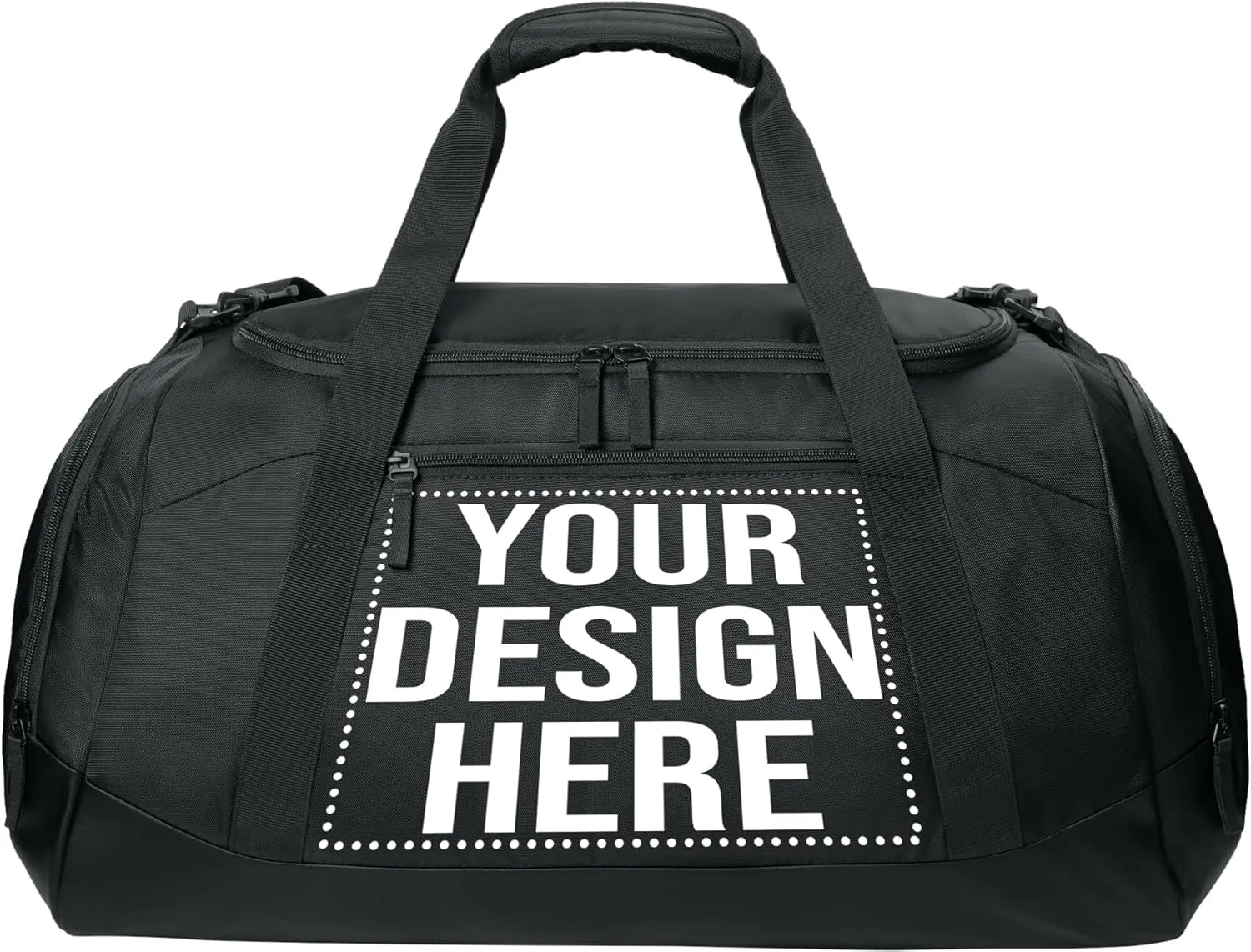 Personalized Large Sports Duffel Gym Bag for Women with Shoe Compartment, Durable Duffle Bag for Travel and Fitness, Spacious Storage, Adjustable Strap (Custom Upload, Black)