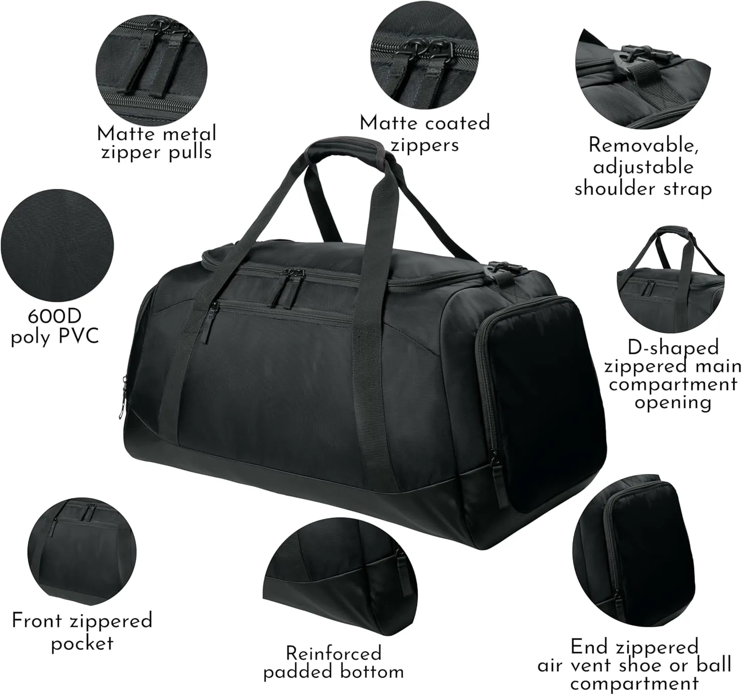 Personalized Large Sports Duffel Gym Bag for Women with Shoe Compartment, Durable Duffle Bag for Travel and Fitness, Spacious Storage, Adjustable Strap (Custom Upload, Black)
