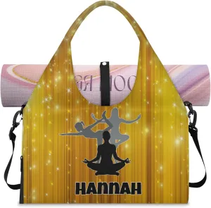 Personalized Name Yoga Mat Bag with Shoe Compartment, Customize Travel Weekender Tote Sport Gym Duffel Bag for Women