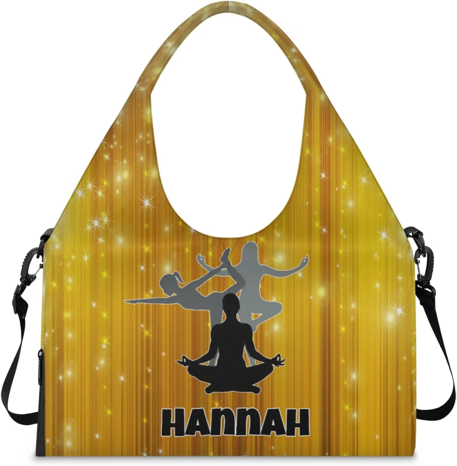 Personalized Name Yoga Mat Bag with Shoe Compartment, Customize Travel Weekender Tote Sport Gym Duffel Bag for Women