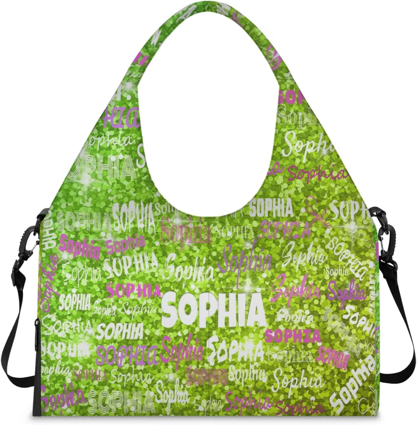 Personalized Yoga Mat Bag with Shoe Compartment, Custom Names Travel Tote Sport Gym Pilates Duffel Bag for Women