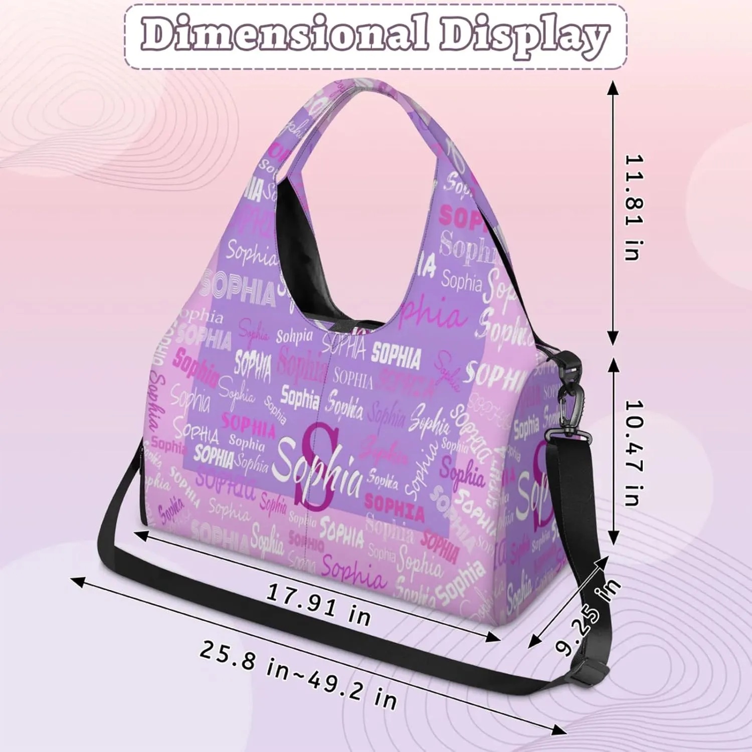 Personalized Yoga Mat Bag with Shoe Compartment, Initial Letter Name Travel Weekender Tote Sport Gym Duffel Bag