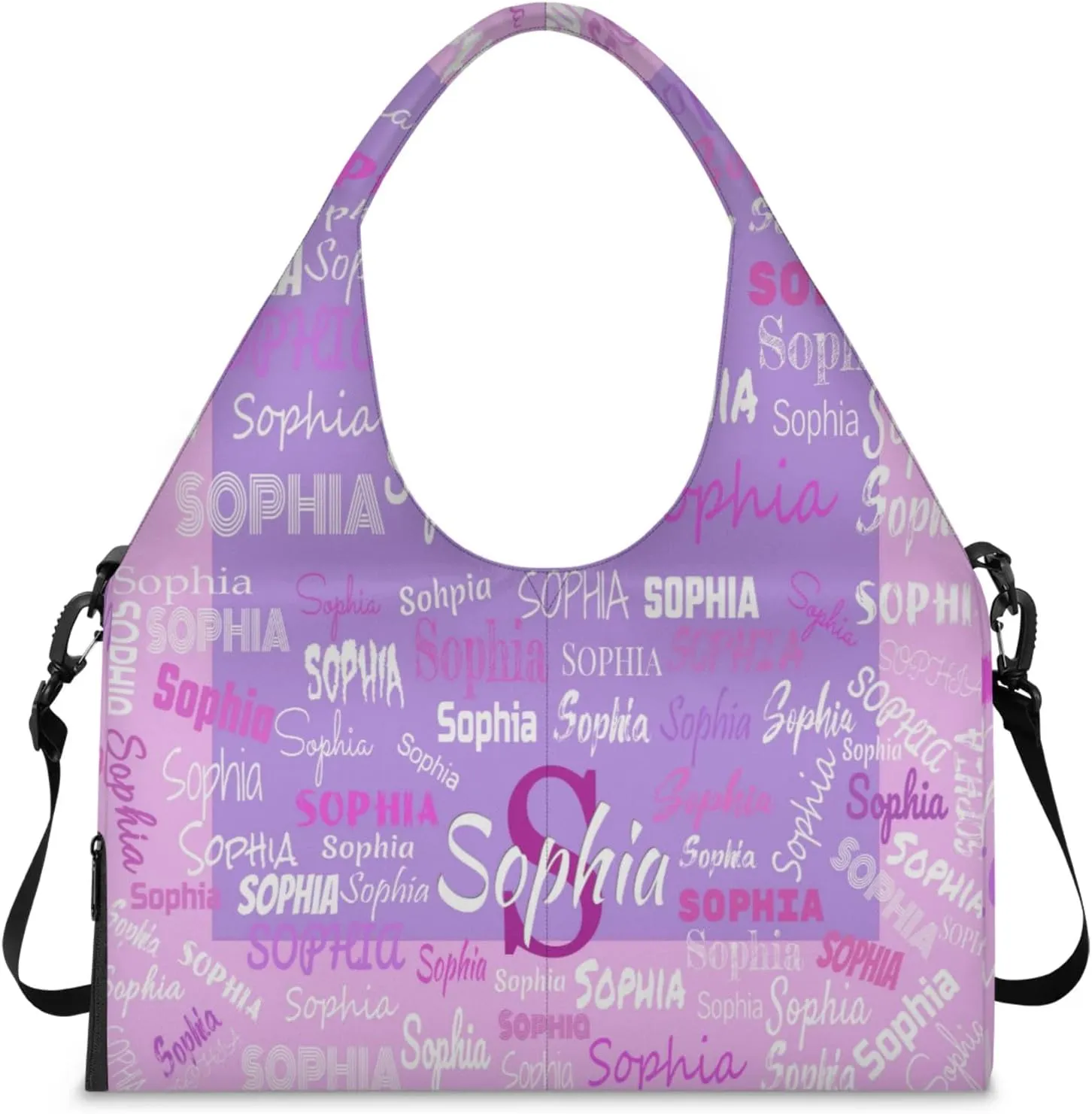 Personalized Yoga Mat Bag with Shoe Compartment, Initial Letter Name Travel Weekender Tote Sport Gym Duffel Bag