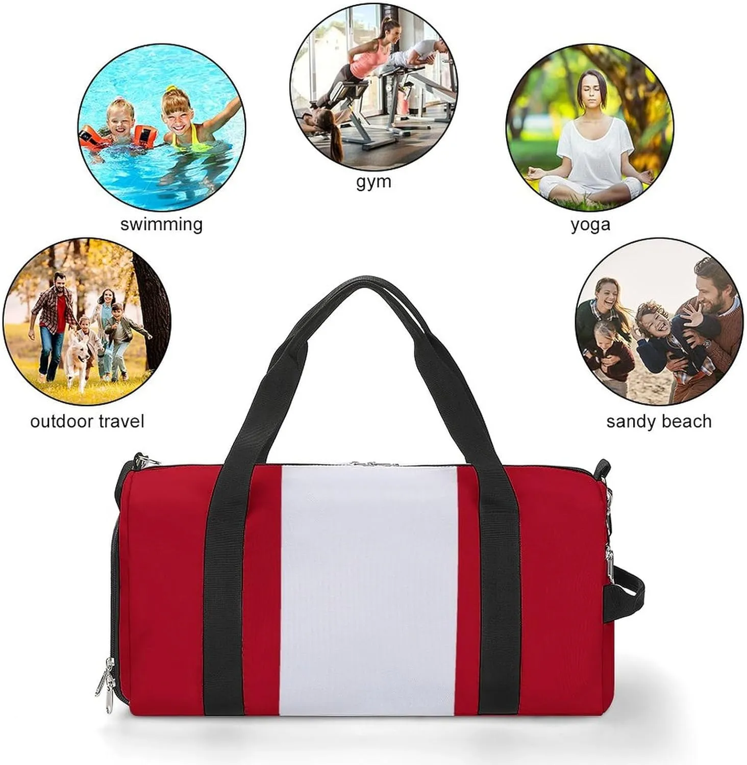 Peru Flag Gym Duffel for Boys Girls with Waterproof Shoe Compartment Tote