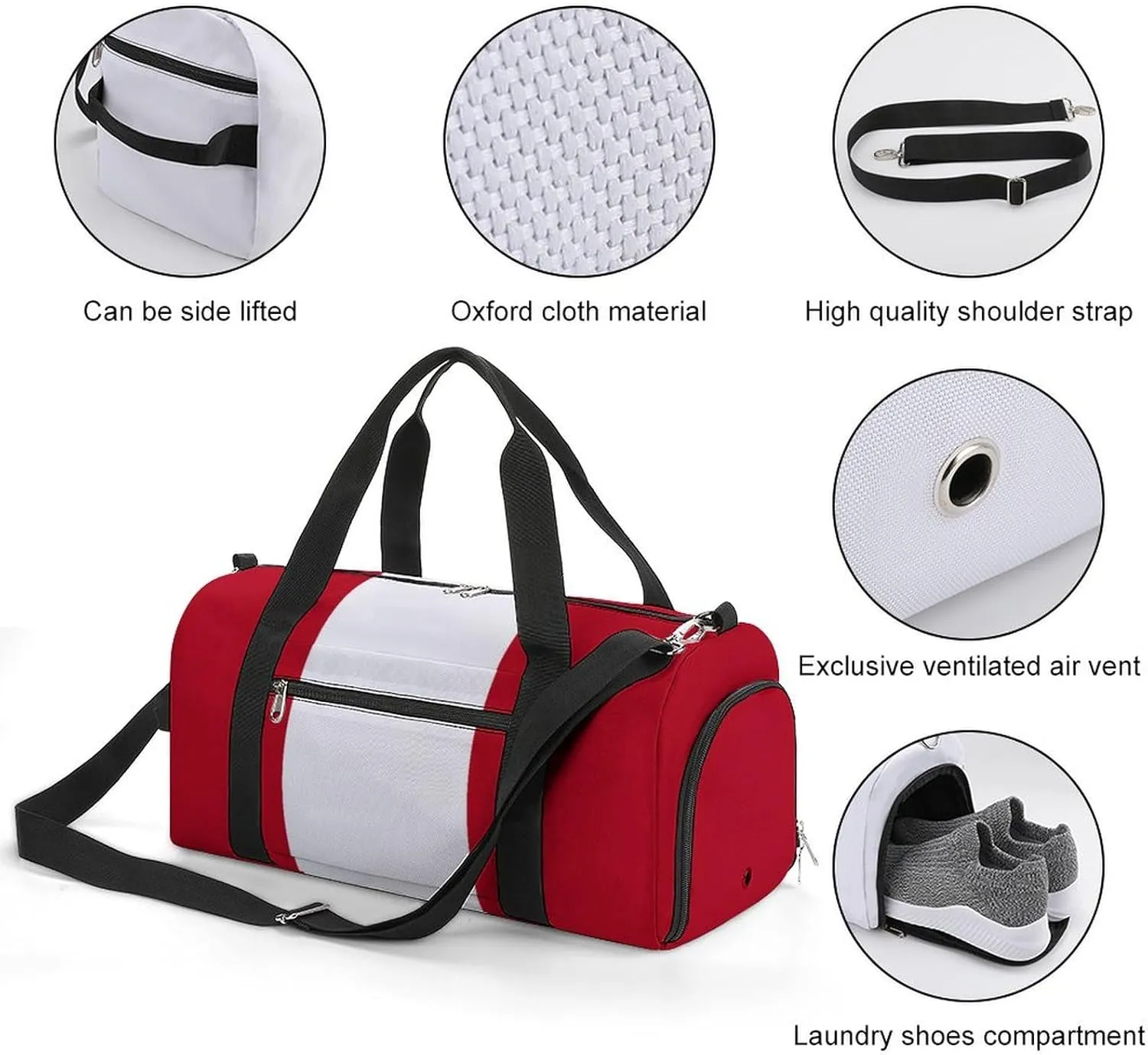 Peru Flag Gym Duffel for Boys Girls with Waterproof Shoe Compartment Tote