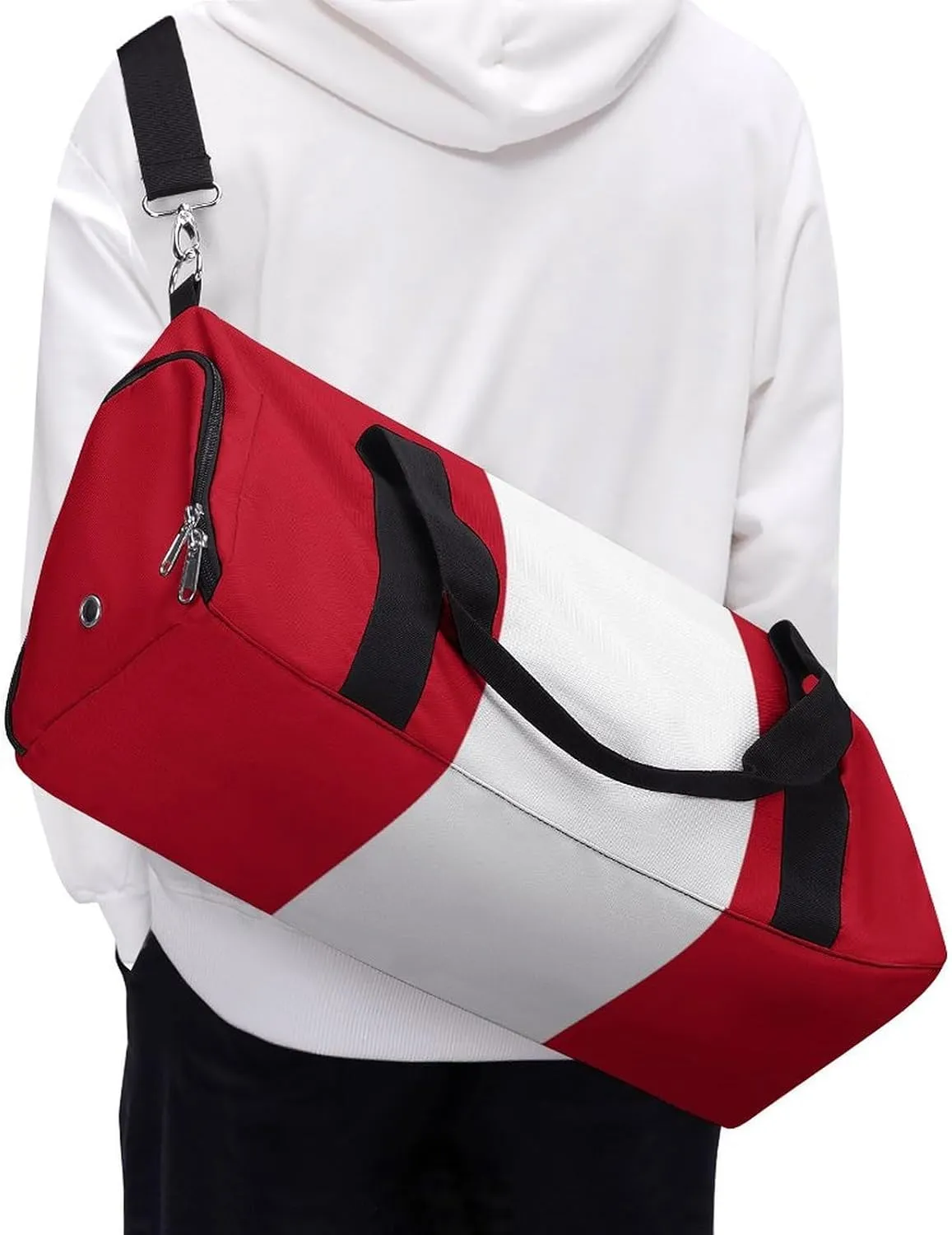 Peru Flag Gym Duffel for Boys Girls with Waterproof Shoe Compartment Tote
