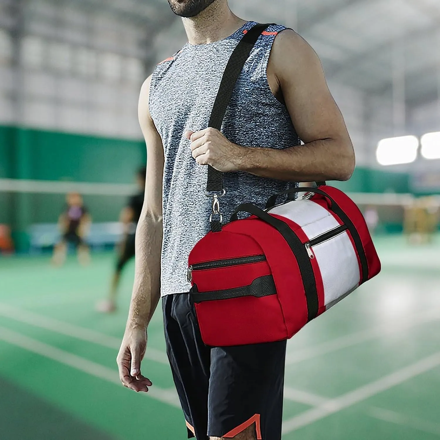 Peru Flag Gym Duffel for Boys Girls with Waterproof Shoe Compartment Tote
