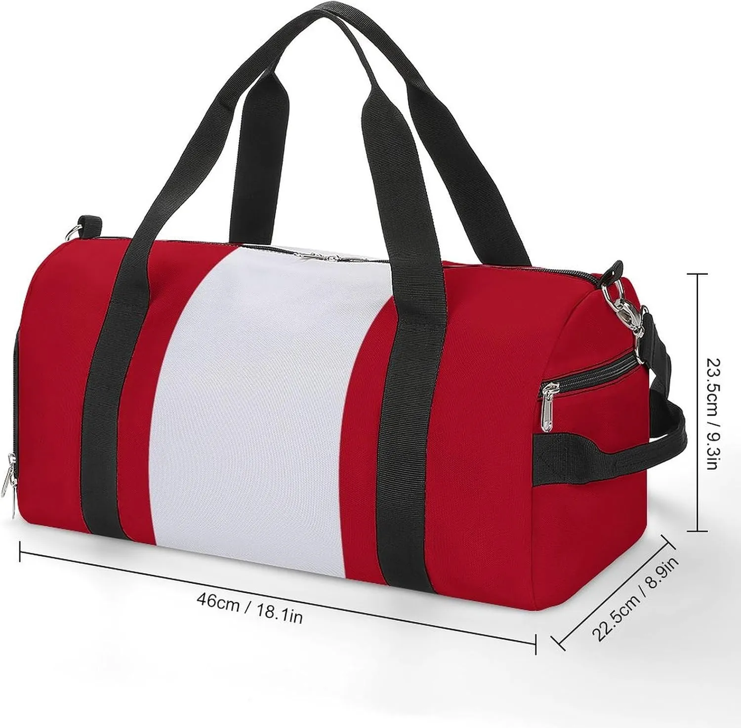 Peru Flag Gym Duffel for Boys Girls with Waterproof Shoe Compartment Tote