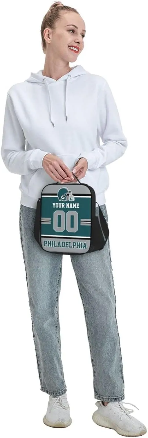 Philadelphia Lunch Box Lunch Bag Custom Any Name and Number Adjustable Strap Sport Insulated Lunch Bags Personalized Gifts for Men Women