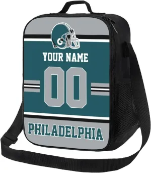 Philadelphia Lunch Box Lunch Bag Custom Any Name and Number Adjustable Strap Sport Insulated Lunch Bags Personalized Gifts for Men Women