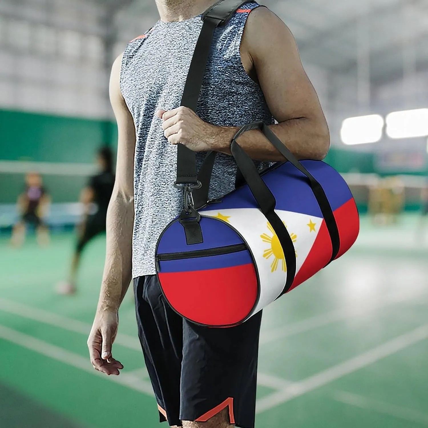 Philippines Flag Large Gym Duffel Bag Dry Wet Separation for Men Women Travel Workout