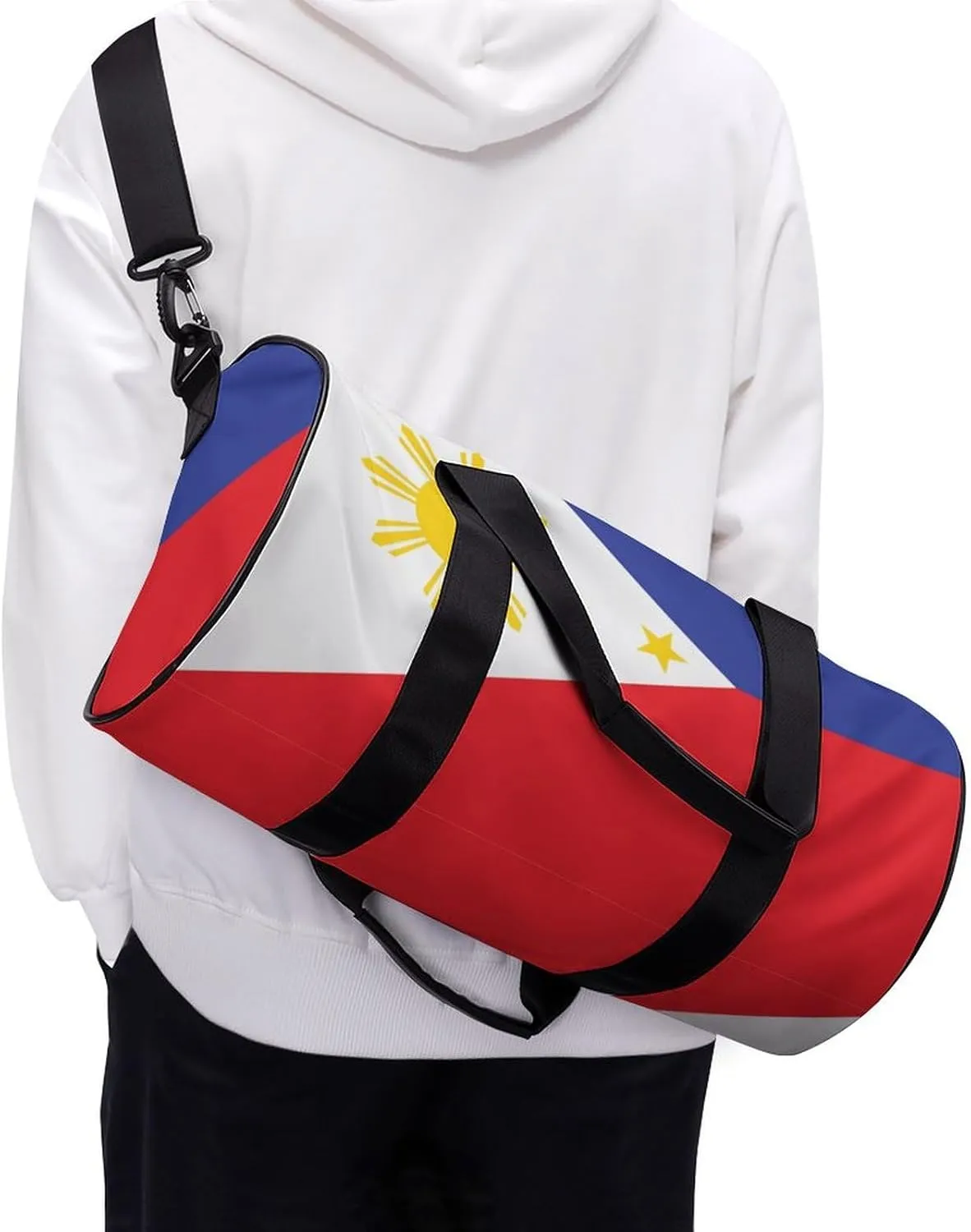 Philippines Flag Large Gym Duffel Bag Dry Wet Separation for Men Women Travel Workout