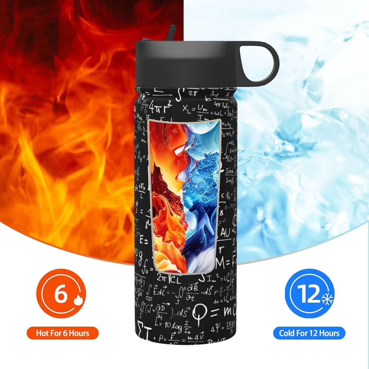 Physical Math Class Formula Equations Water Bottles Stainless Steel 18oz Print Heat Resistance Outdoor Sports Insulated Kettle