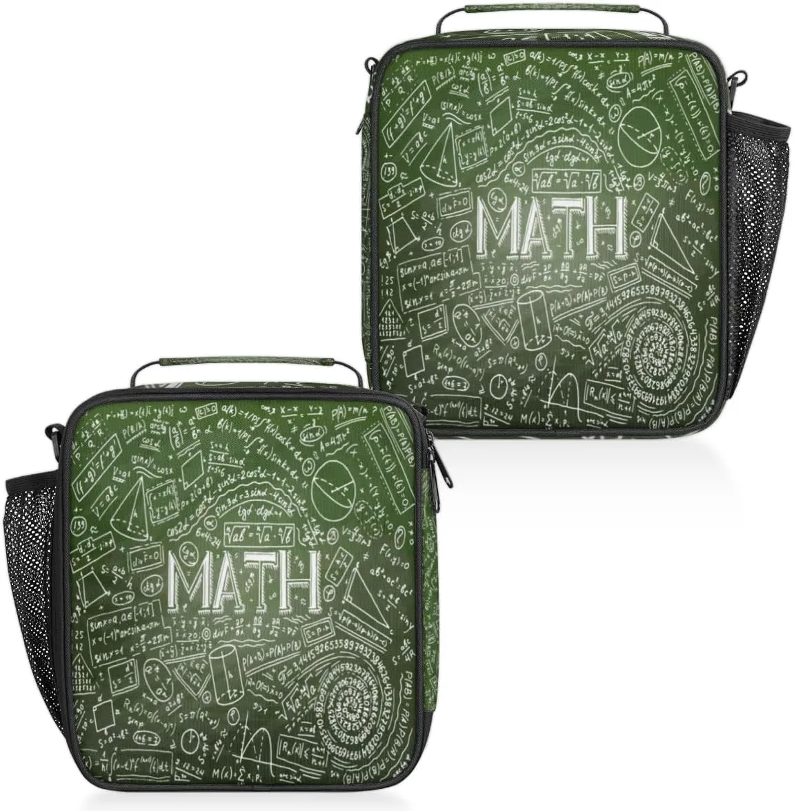Physics Math Science Formulas Calculations Insulated Lunch Bag Reusable Waterproofing Lunch Box with Shoulder Strap Handle and Water Bottle Net Bag for Travel Camping Beach Picnic