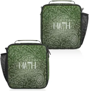 Physics Math Science Formulas Calculations Insulated Lunch Bag Reusable Waterproofing Lunch Box with Shoulder Strap Handle and Water Bottle Net Bag for Travel Camping Beach Picnic