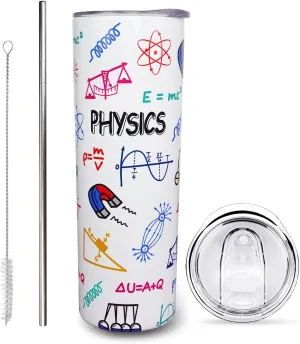 Physics Teacher Mug and Tumbler Cup - 20 Oz Stainless Steel Insulated Water Bottle With Lid and Straw