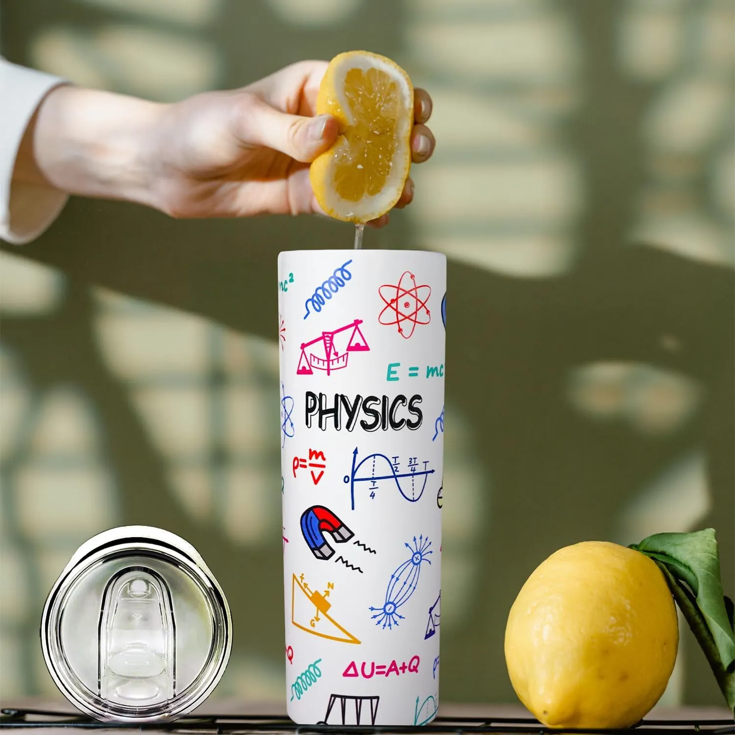 Physics Teacher Mug and Tumbler Cup - 20 Oz Stainless Steel Insulated Water Bottle With Lid and Straw