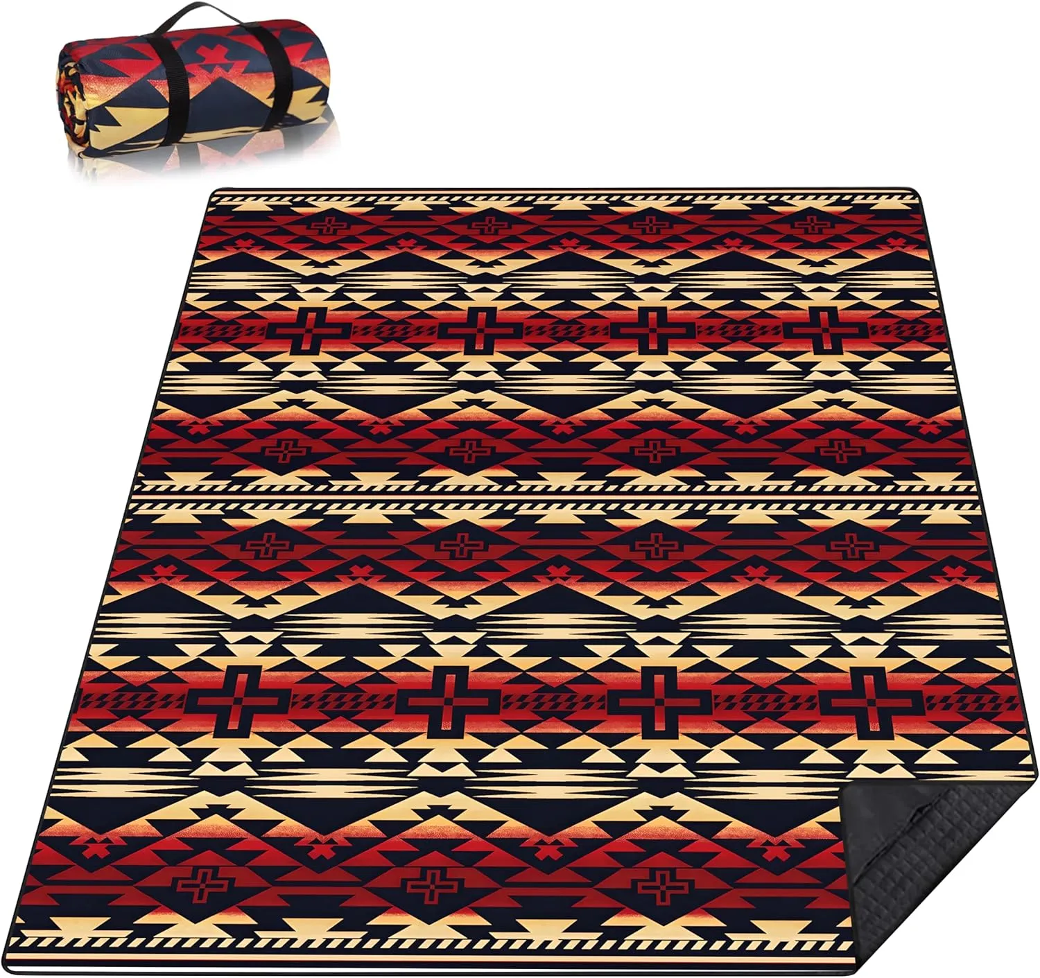 Picnic Blankets Beach Blanket 80" X 60" Extra Large Waterproof Camping Blankets Portable Outdoor Mat 3-Layer Blanket for Beach, Hiking, Park, Music Festival, Grass Lawn,Travel
