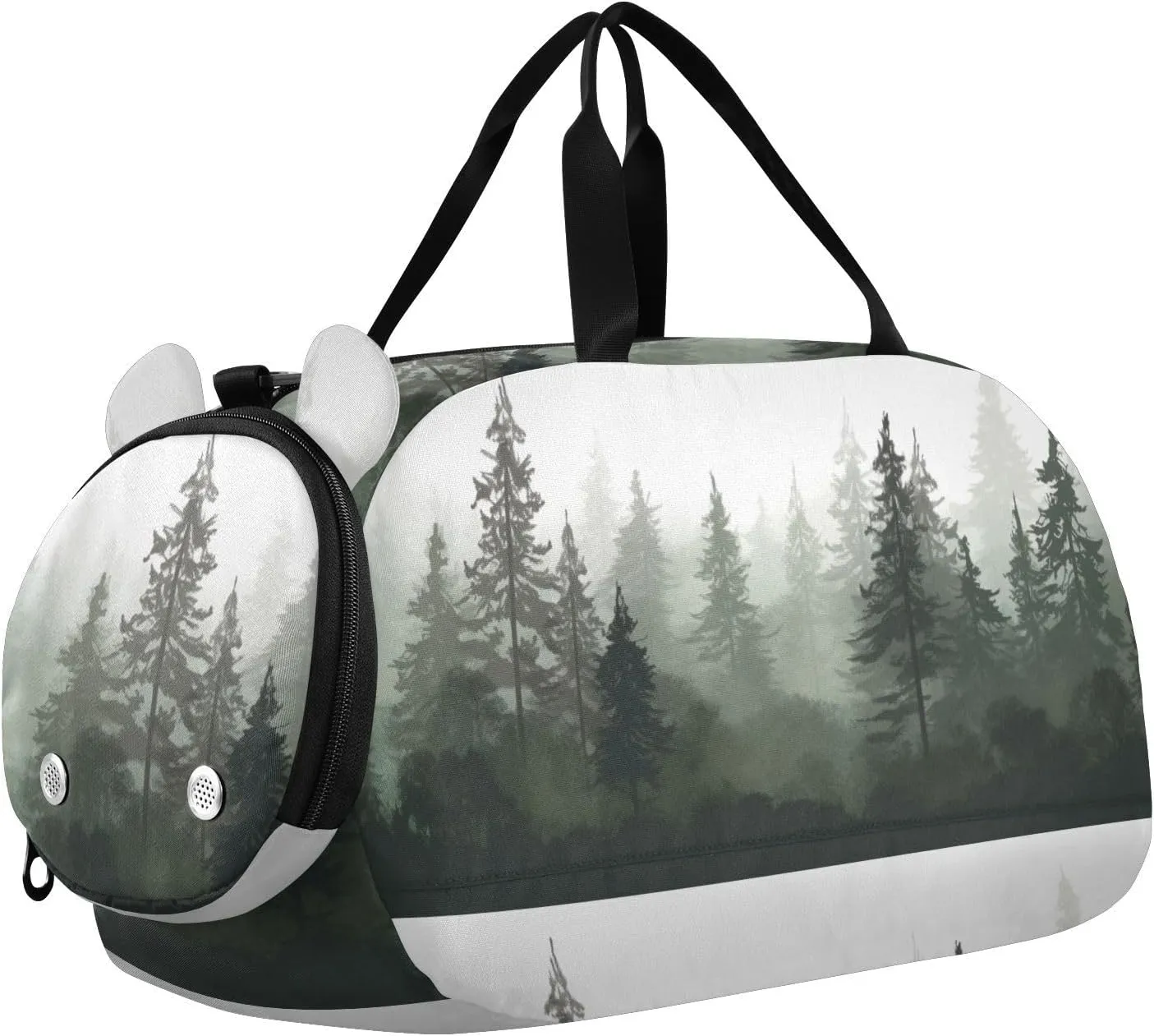 Pine Trees Duffle Bag for Girl, Sports Duffle Gym Bags with Shoe Compartment, Personalized Overnight Bag Travel Weekender for Kids