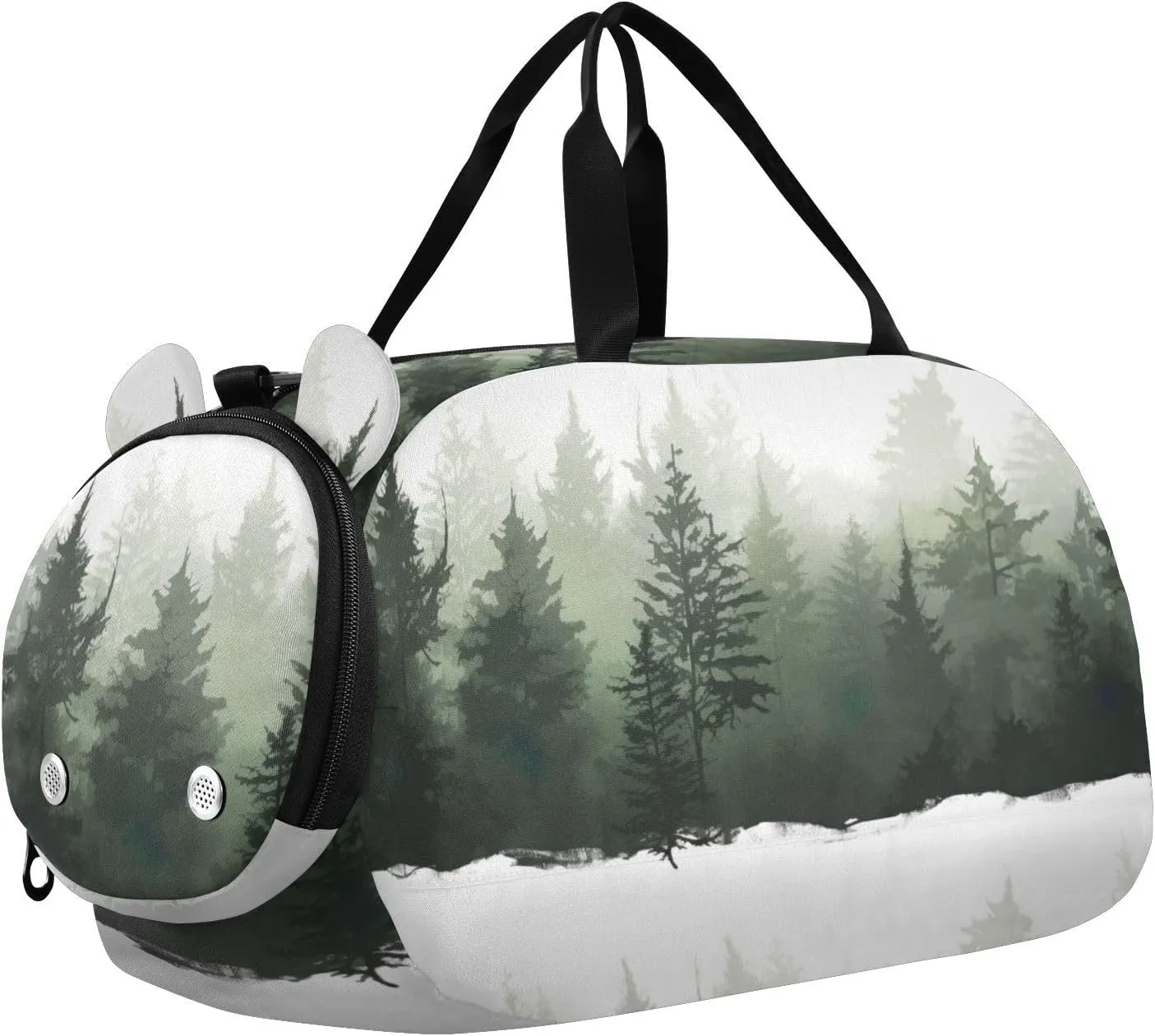 Pine Trees Duffle Bag for Girl, Sports Duffle Gym Bags with Shoe Compartment, Personalized Overnight Bag Travel Weekender for Kids