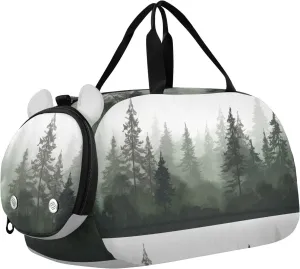 Pine Trees Duffle Bag for Girl, Sports Duffle Gym Bags with Shoe Compartment, Personalized Overnight Bag Travel Weekender for Kids