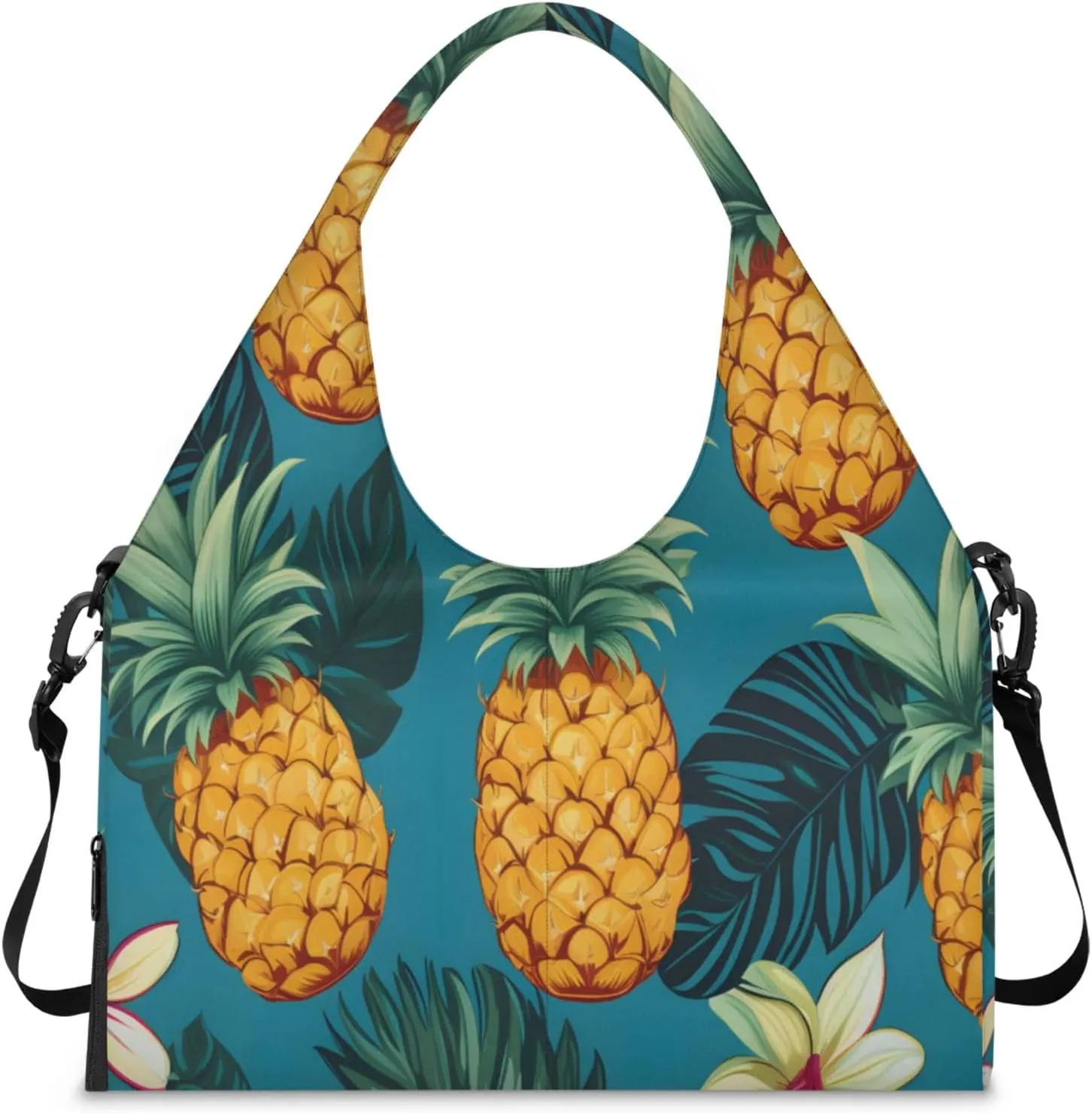 Pineapple Paradise Waterproof Gym Bag for Men Women, Sports Duffel Bag with Shoe Compartment Yoga Mat Holder, Portable Large Travel Bag for Fitness, Camping, Weekend Trips