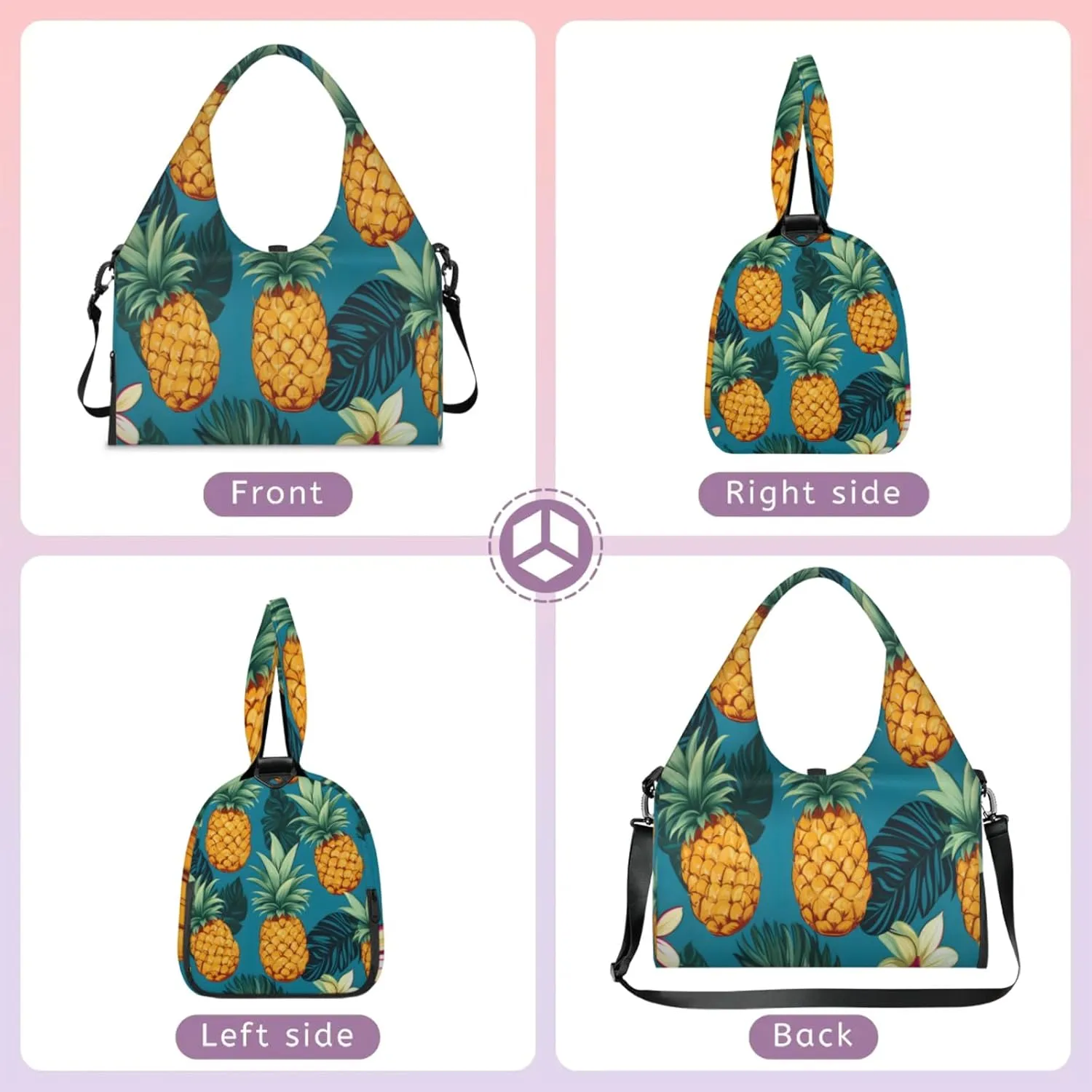Pineapple Paradise Waterproof Gym Bag for Men Women, Sports Duffel Bag with Shoe Compartment Yoga Mat Holder, Portable Large Travel Bag for Fitness, Camping, Weekend Trips