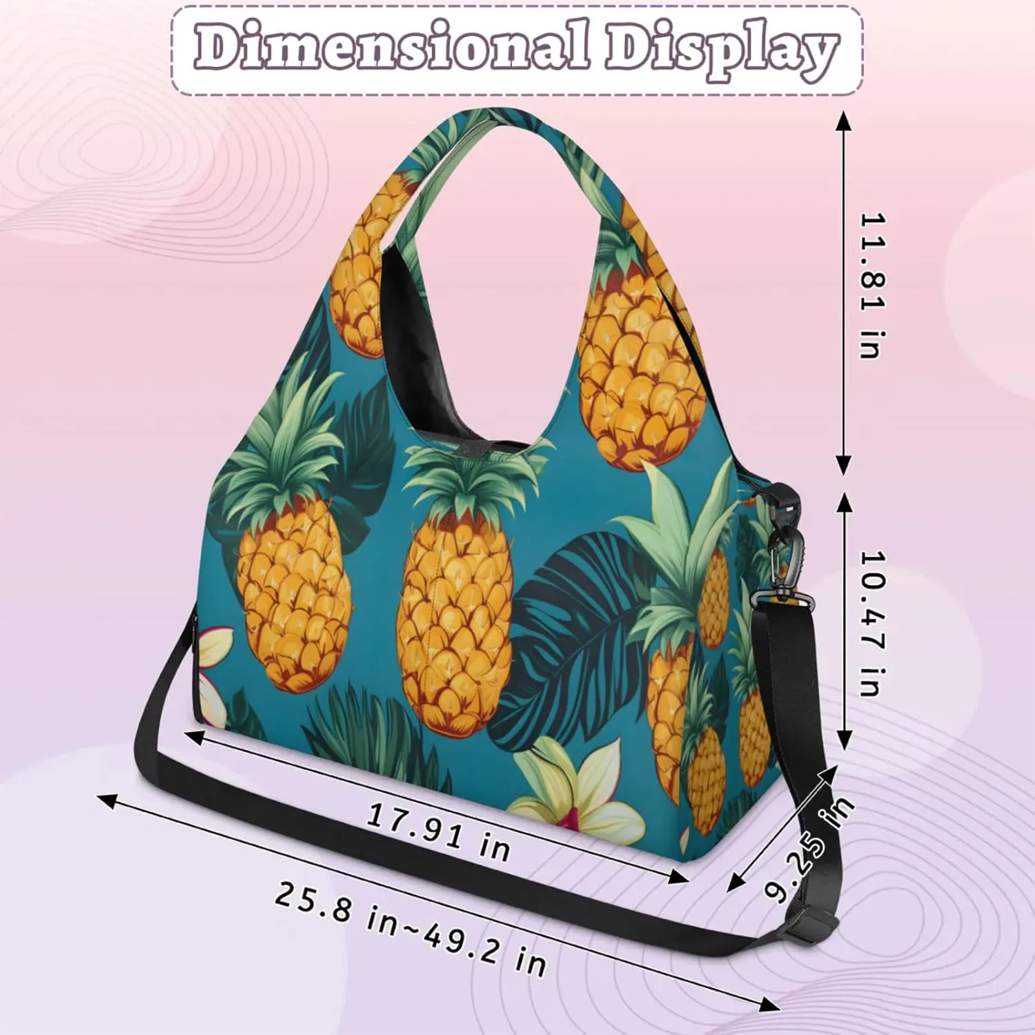Pineapple Paradise Waterproof Gym Bag for Men Women, Sports Duffel Bag with Shoe Compartment Yoga Mat Holder, Portable Large Travel Bag for Fitness, Camping, Weekend Trips
