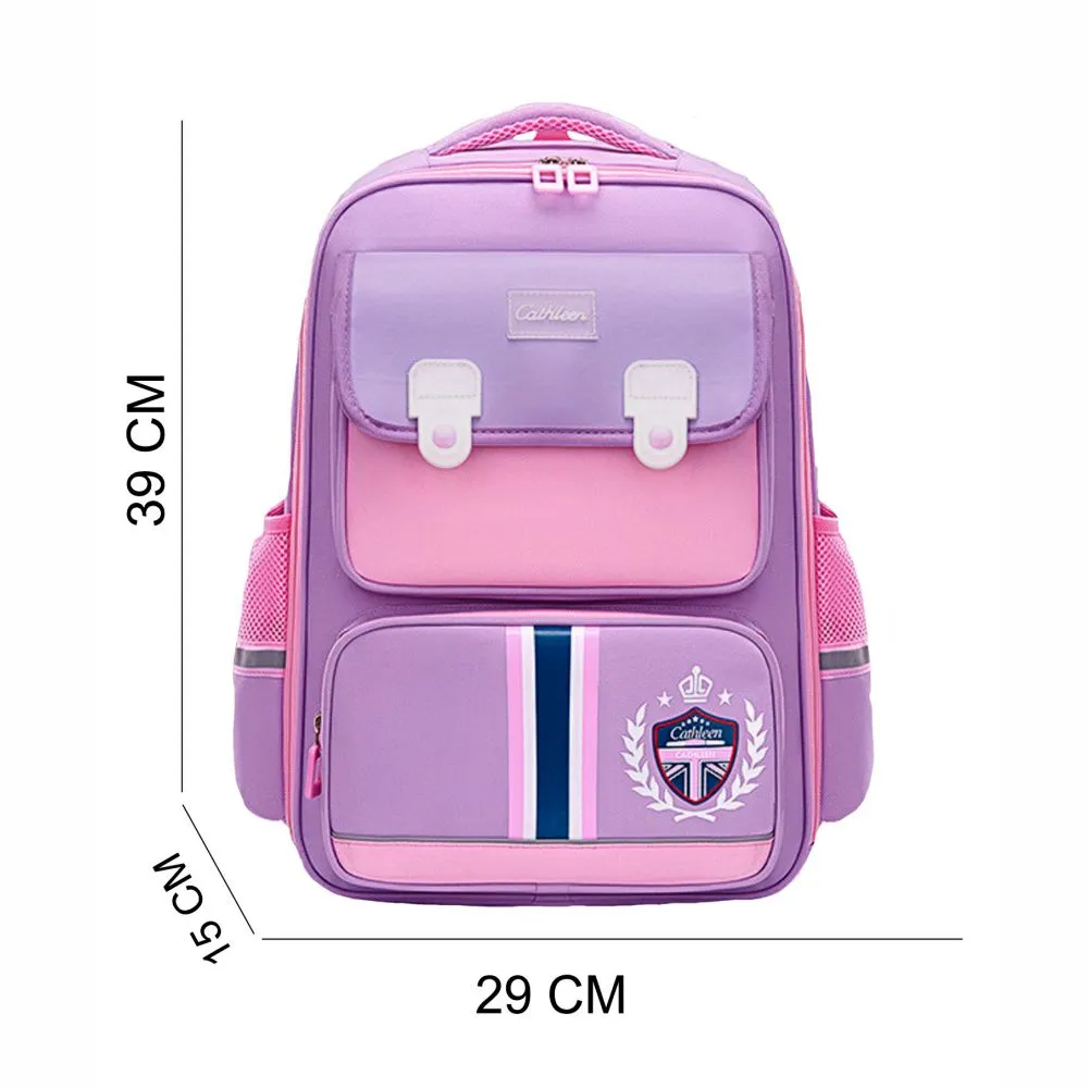 Pink & Purple Crest Design School Backpack for Kids