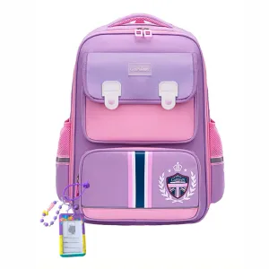 Pink & Purple Crest Design School Backpack for Kids