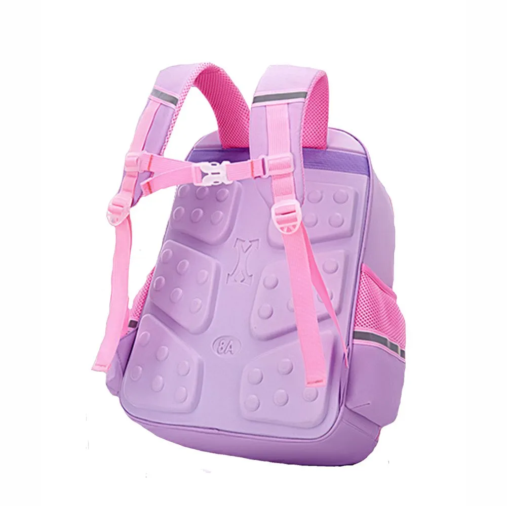 Pink & Purple Crest Design School Backpack for Kids