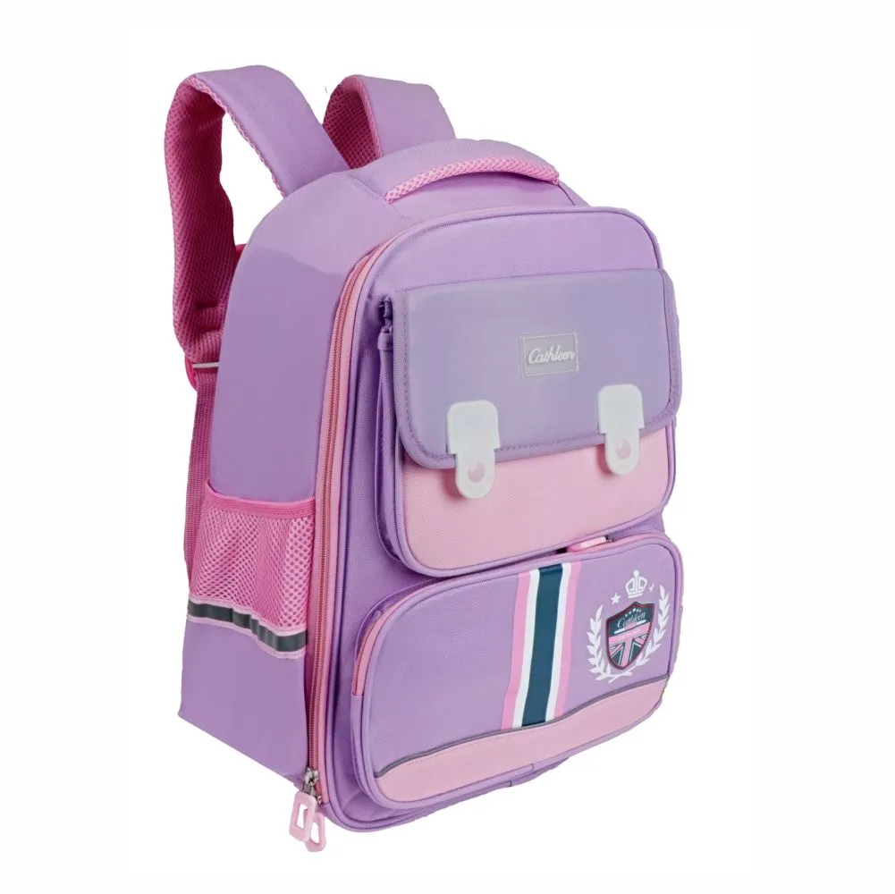 Pink & Purple Crest Design School Backpack for Kids