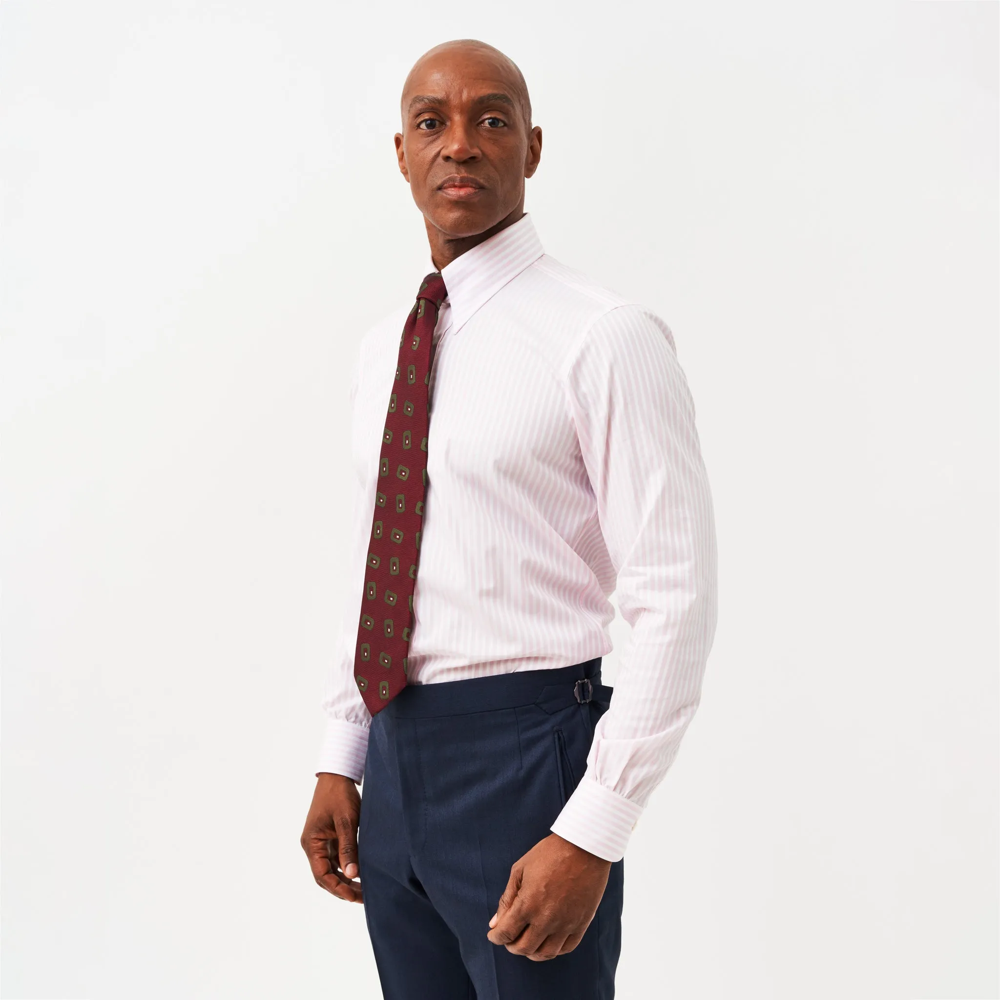 Pink Candy Stripe Shirt Tab Collar Shirt