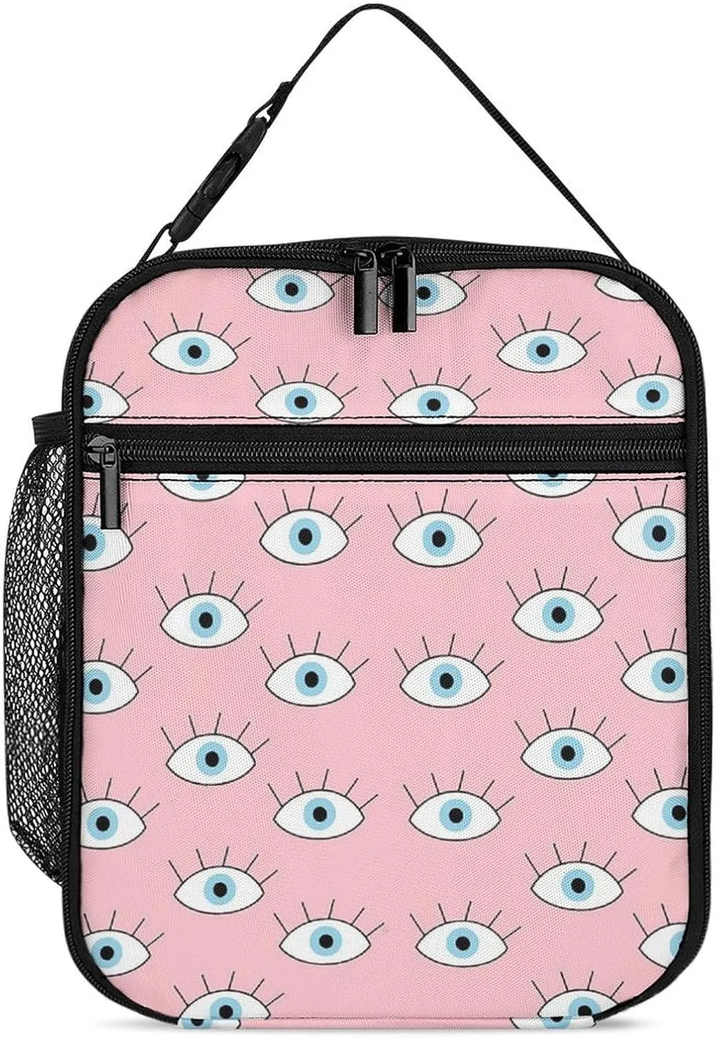Pink Evil Eye Reusable Lunch Bag Insulated Portable Lunch Box Bag Leak Proof Dining Bag Lunch Box Container Tote Pattern40