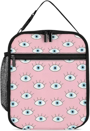 Pink Evil Eye Reusable Lunch Bag Insulated Portable Lunch Box Bag Leak Proof Dining Bag Lunch Box Container Tote Pattern40
