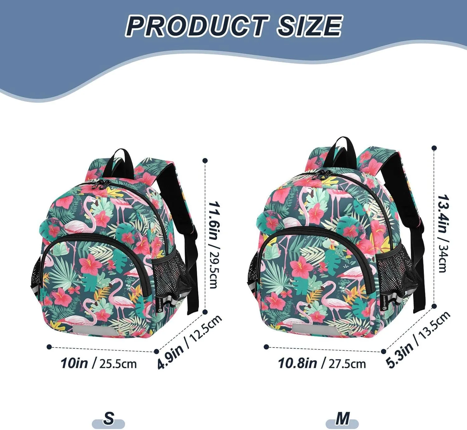 Pink Flamingos Preschool Backpack Flower Daycare Bookbag School Backpack with Traction Rope for Kids 3-6