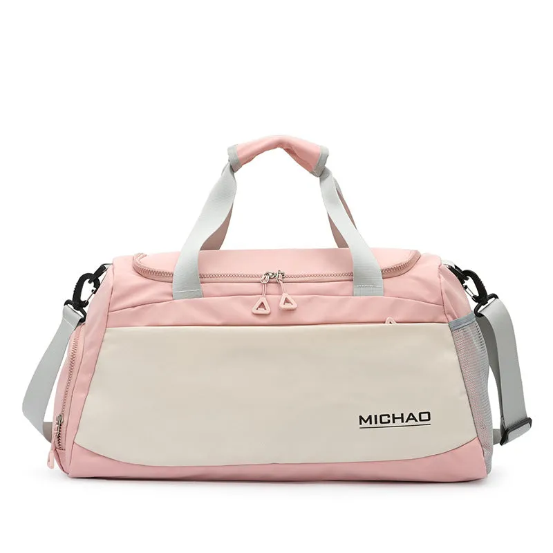 Pink Large Capacity Gym Bag with Wet and Dry Separation for Men and Women