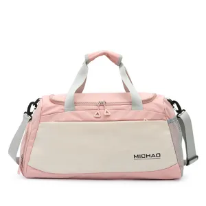 Pink Large Capacity Gym Bag with Wet and Dry Separation for Men and Women