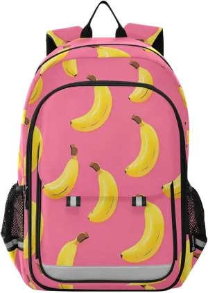 Pink Yellow Banana Kids Backpack Large Capacity Bookbag with Reflective Schoolbag for Girls and Boys 20857198